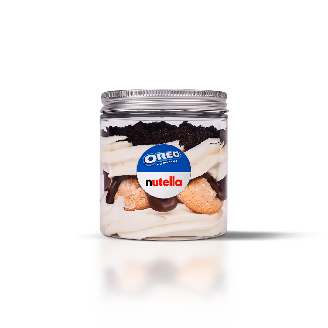 Tiramisu Oreo Nutella — mascarpone crémeuse, café léger, cacao, biscuits Oreo croquants, pâte à tartiner Nutella, dessert italien revisité et gourmand — Krousty Sabaïdi.