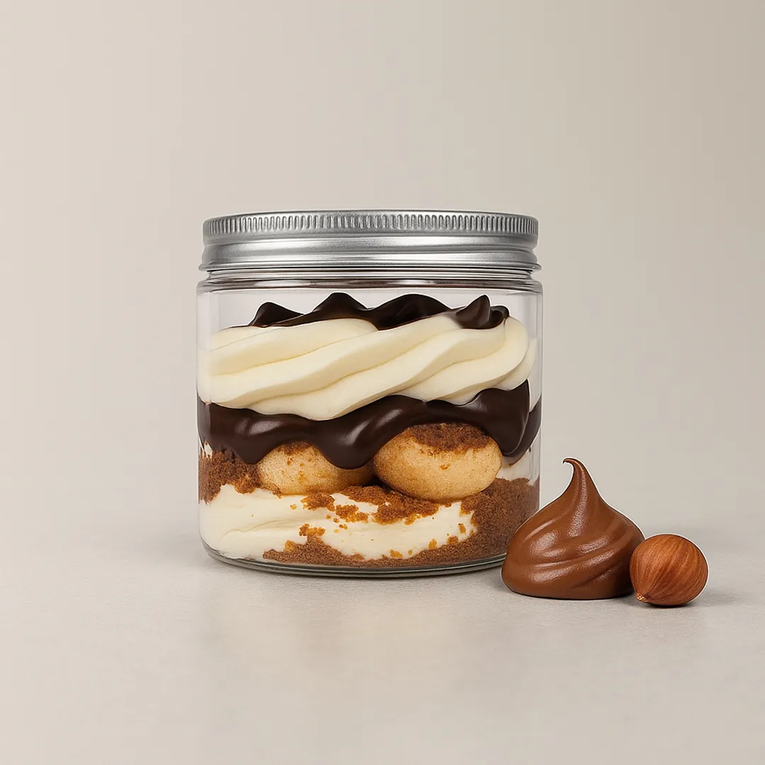 Tiramisu Nutella — mascarpone crémeux, café espresso, cacao, biscuits imbibés, couche généreuse de Nutella, dessert italien gourmand — Krousty Sabaïdi.