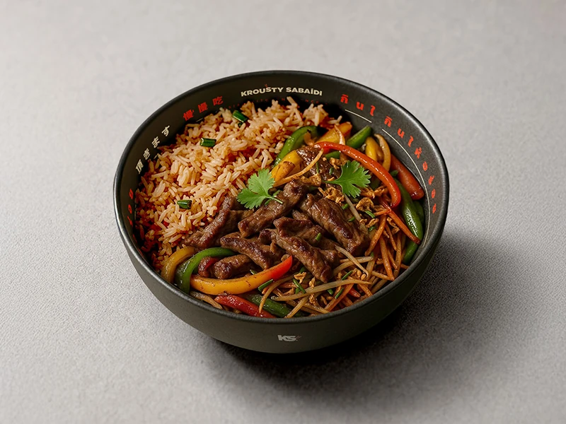 Khao Pad — riz sauté thaï avec légumes, œuf et herbes fraîches — Krousty Sabaïdi.