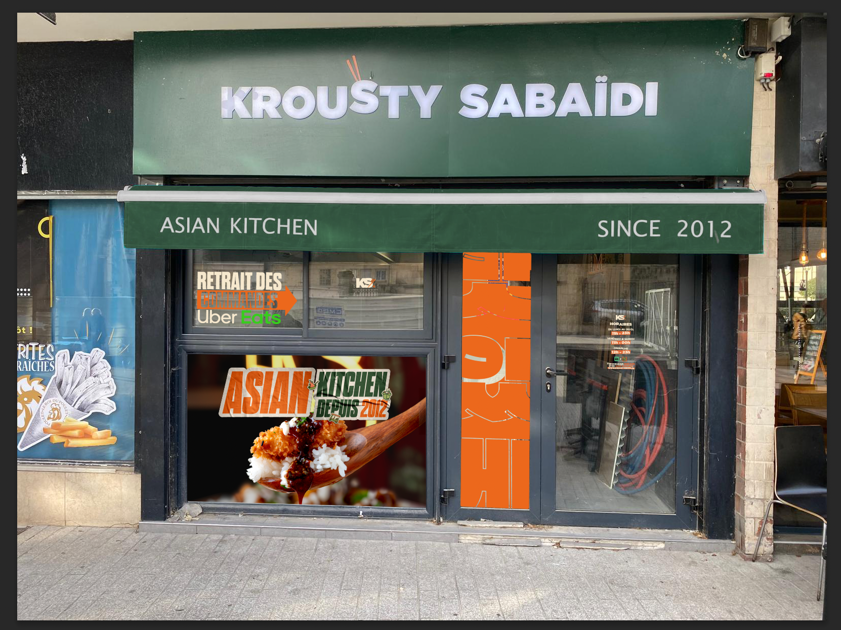 Devanture du restaurant Krousty Sabaïdi Asian Kitchen à Caen, depuis 2012