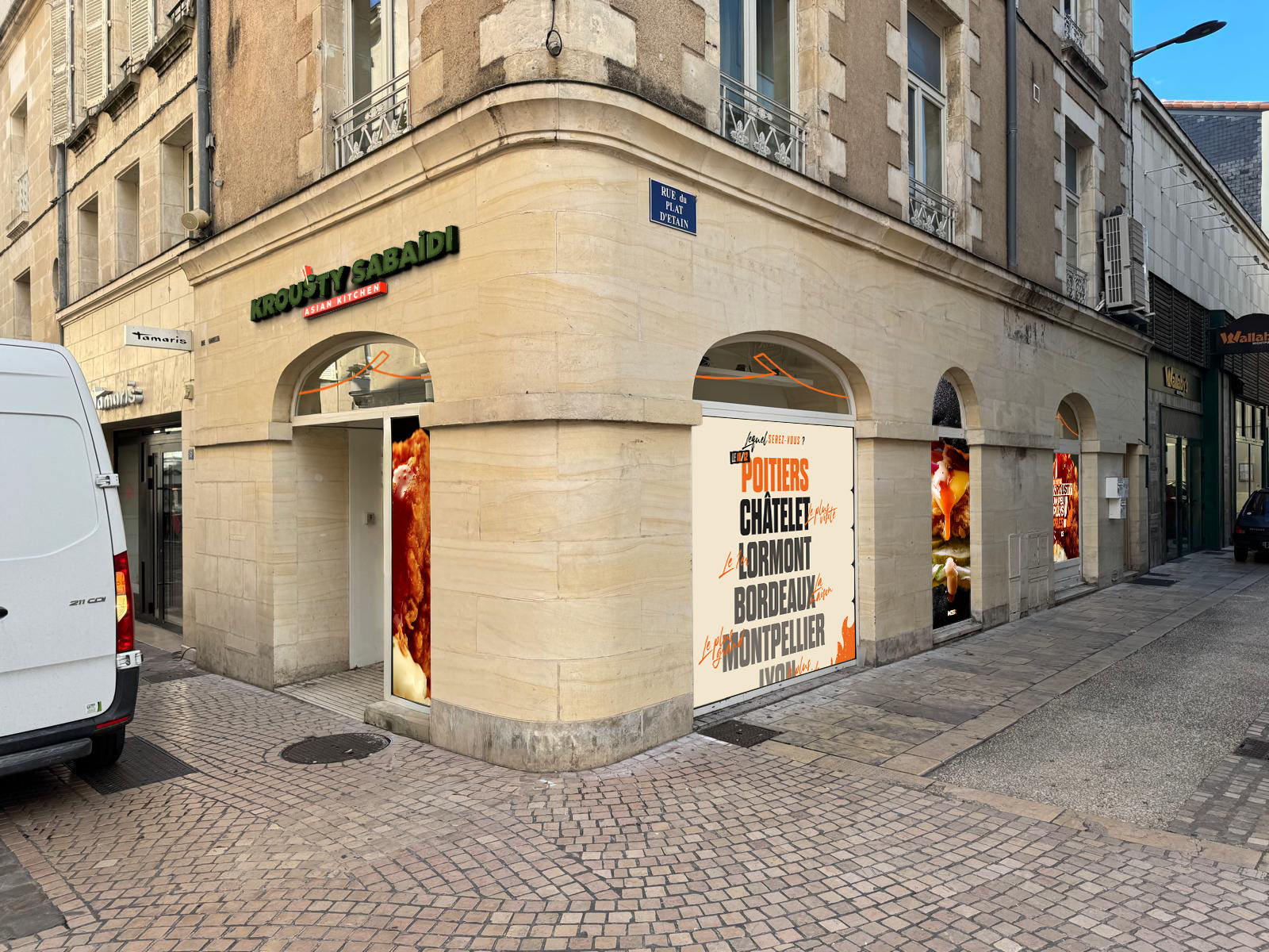 Devanture du restaurant Krousty Sabaïdi Asian Kitchen, Rue du Plat d'Étain, Poitiers-Centre