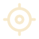 Un symbole de cible ou de repère de visée, composé d'un petit cercle au centre, d'un cercle plus grand autour, et de quatre lignes qui s'étendent des côtés du cercle extérieur, le tout sur un fond noir.