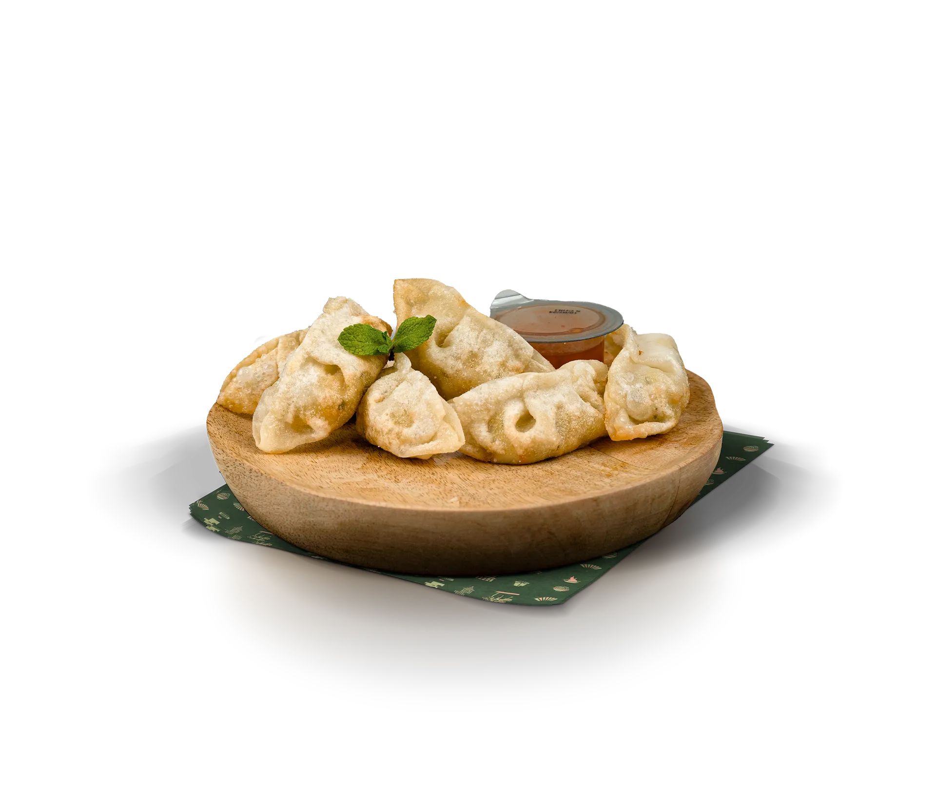 Gyozas croustillants — raviolis japonais grillés-vapeur farcis, servis avec sauce soja, sésame et ciboulette — entrée asiatique — Krousty Sabaïdi.