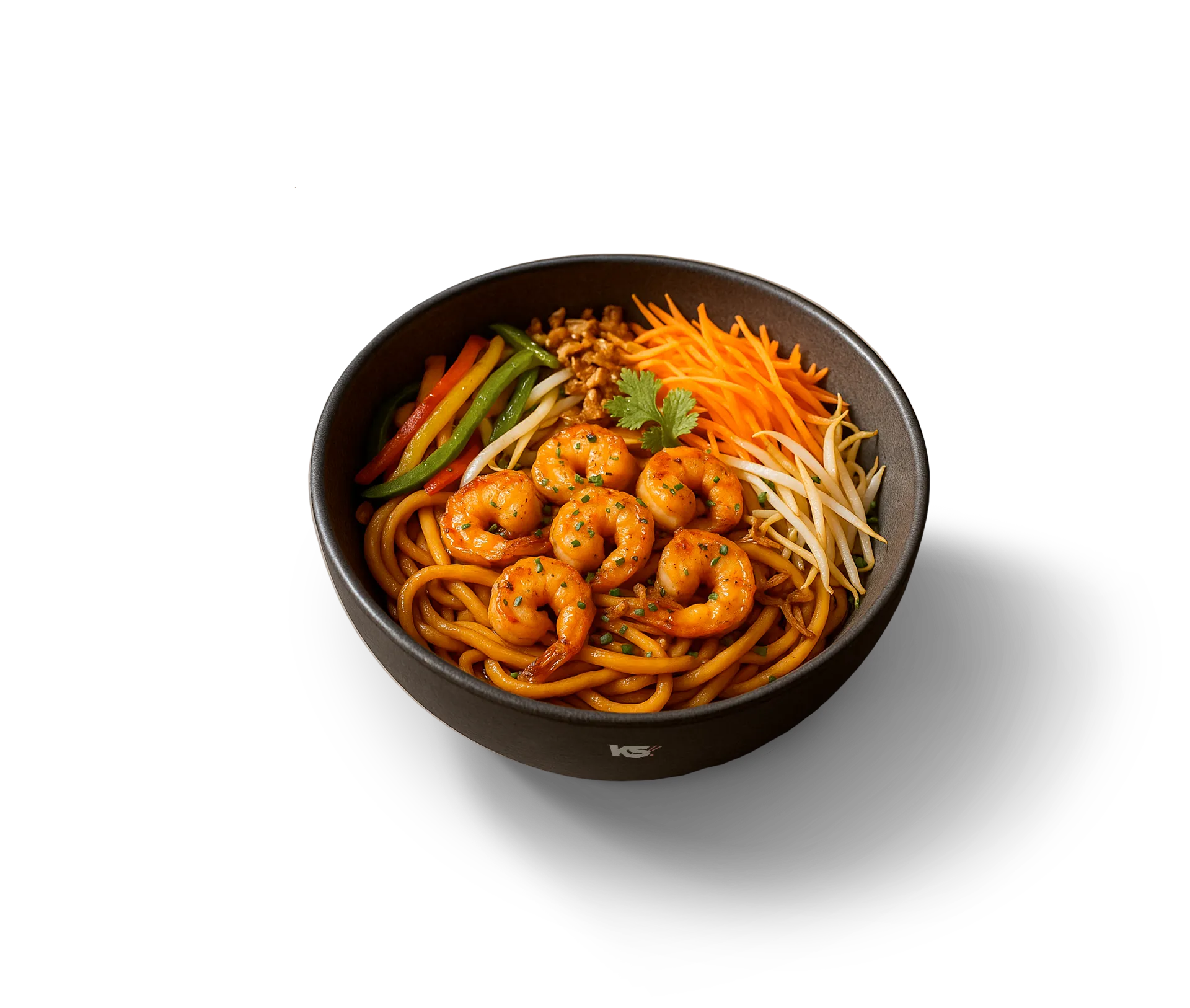 Udon sautés au wok — nouilles japonaises épaisses avec légumes croquants et sauce soja — Krousty Sabaïdi.